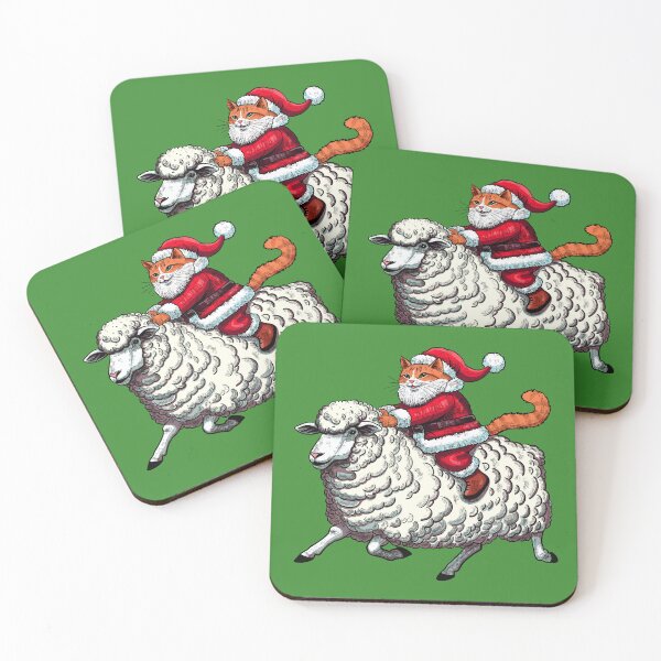 Item preview, Santa Claws Cat on a Sheep designed and sold by KilkennyCat Art.