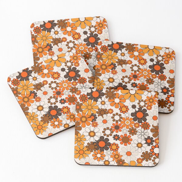 Item preview, Groovy 70s Retro Garden Floral Pattern in Vintage Brown and Orange designed and sold by kierkegaard.