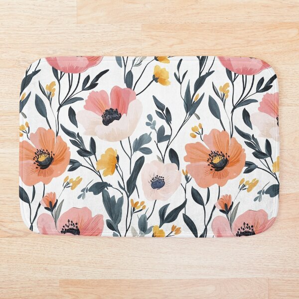 Item preview, Vibrant Watercolor Floral Pattern with Pink and Yellow Poppies designed and sold by InkInduldge.