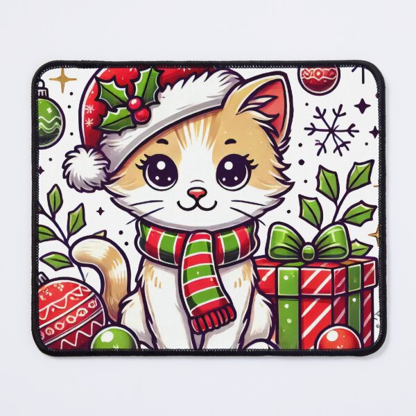Item preview, Festive Christmas Cat with Santa Hat and Gift Boxes designed and sold by AIARTIST1.