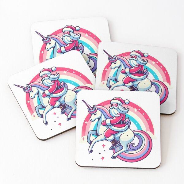 Item preview, Santa Riding a Magical Rainbow Unicorn designed and sold by AIARTIST1.