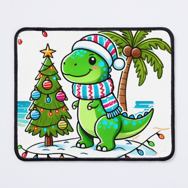 Item preview, Christmas Dino with Tree and Palm Scene designed and sold by AIARTIST1.