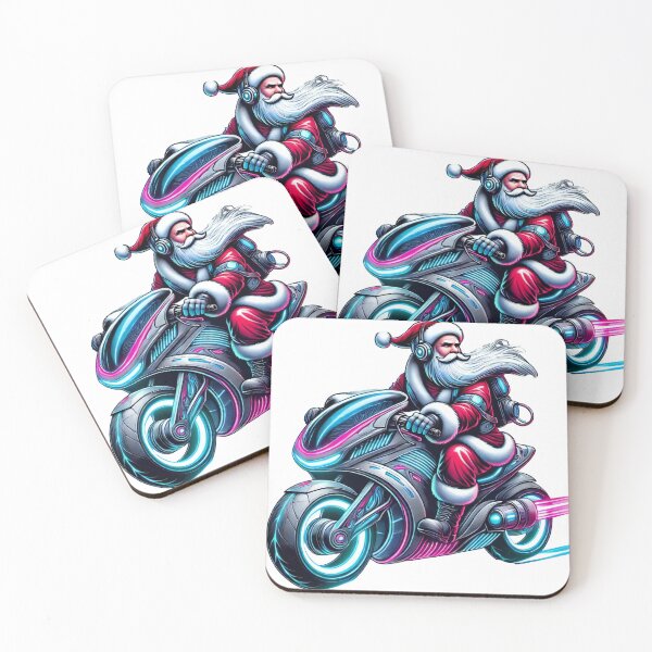 Item preview, High-Tech Santa Biker on Futuristic Motorcycle designed and sold by AIARTIST1.