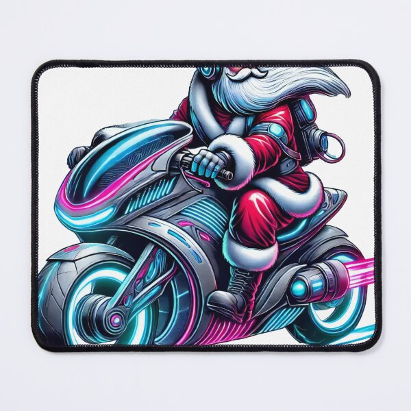 Item preview, High-Tech Santa Biker on Futuristic Motorcycle designed and sold by AIARTIST1.
