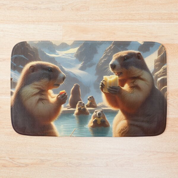 Item preview, Alpine Marmots Enjoying a Spa Day designed and sold by CitrineLinker.