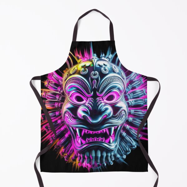 Item preview, A captivating and vibrant image of a traditional Balinese Barong mask designed and sold by aipaint.
