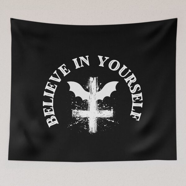 Item preview, Believe in yourself bat black and white inverted cross designed and sold by Denvervineart.