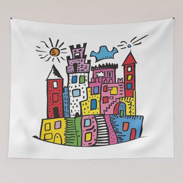 Item preview, Fantasy Abstract Castle Kids Doodle Illustration designed and sold by Sturdust.