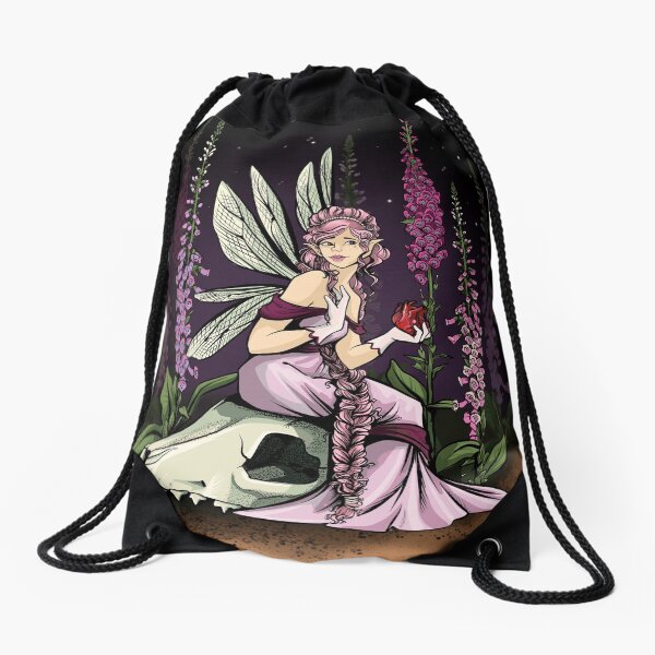 Foxglove Fairy Drawstring Bag