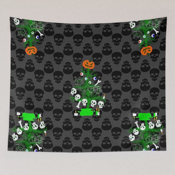 Item preview,  halloween nightmare christmas tree skulls designed and sold by Gossip Rag.