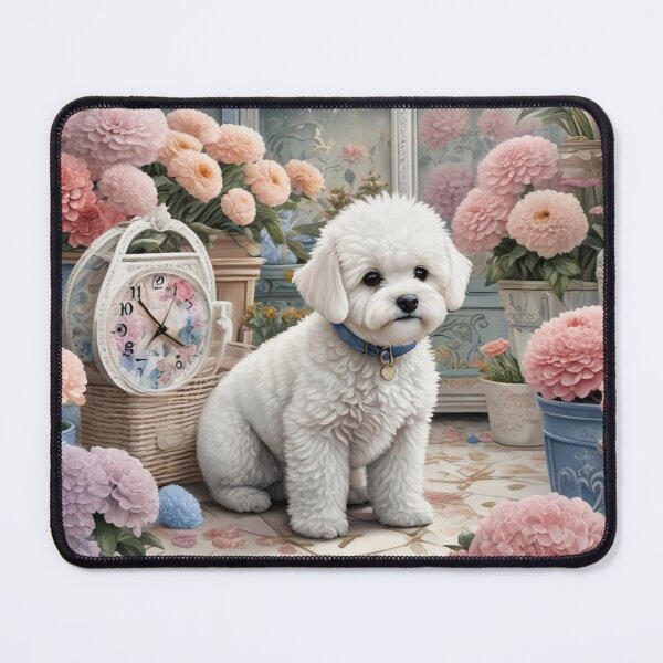 Item preview, Cozy Flower Garden Bichon Frise Puppy, designed and sold by Wags & Tails.