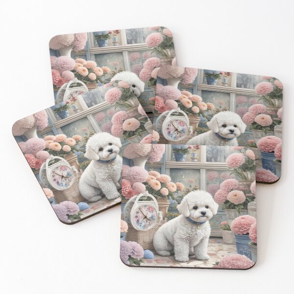 Item preview, Cozy Flower Garden Bichon Frise Puppy, designed and sold by Wags & Tails.
