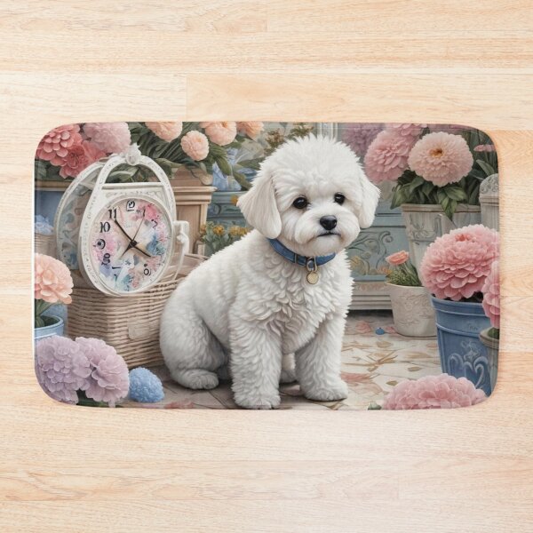 Item preview, Cozy Flower Garden Bichon Frise Puppy, designed and sold by Wags & Tails.