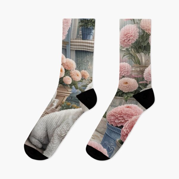 Item preview, Cozy Flower Garden Bichon Frise Puppy, designed and sold by Wags & Tails.