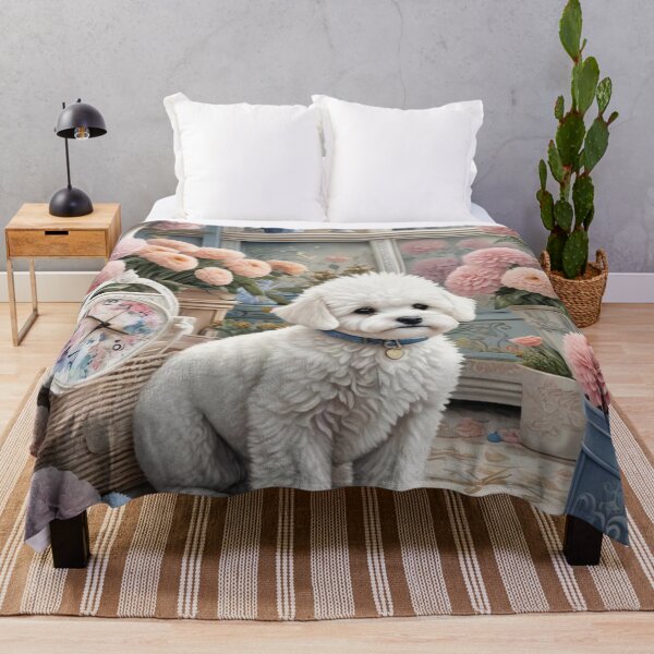 Item preview, Cozy Flower Garden Bichon Frise Puppy, designed and sold by Wags & Tails.