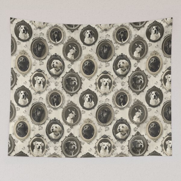 Item preview, Antique frame dog wallpaper pattern  designed and sold by FatBirdie.