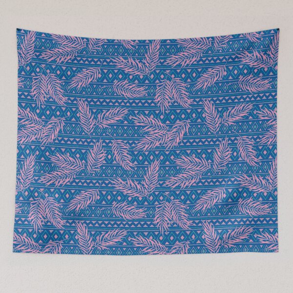 Item preview, Boho jungle pattern - blue pink designed and sold by PP-Patterns.