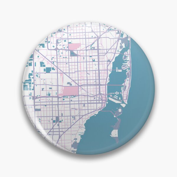 Artikelvorschau, Karte von Miami – Design in sanftem Blau und Rosa entworfen und verkauft von TerraFrame.