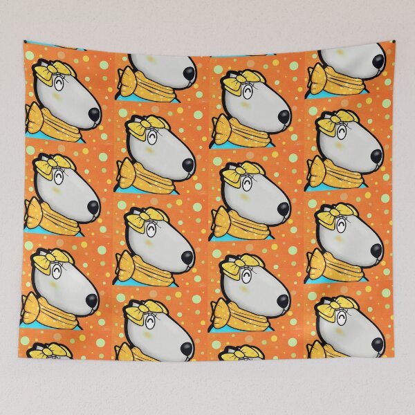 Item preview, Happy dog wearing a scalf and bow with a big smile  designed and sold by tennstudio.