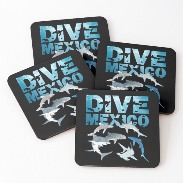 Item preview, Blue shark tiger shark bull shark hammerhead shark Dive Mexico designed and sold by NicGrayGraphic.