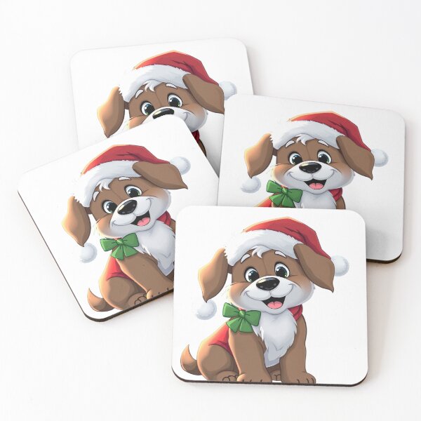 Item preview, Cute Cartoon Puppy Wearing Santa Hat and Bow for Christmas designed and sold by Arun Fernando.