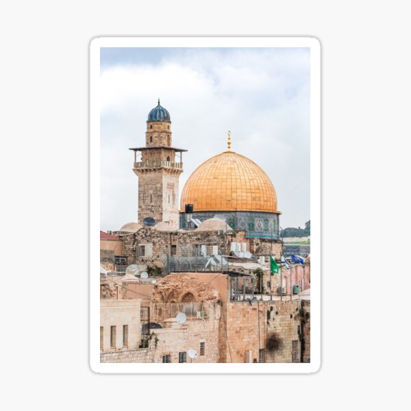 Item preview, View of Dome of Rock and the Pillar of Masjid al Aqsa in Jerusalem, Palestine designed and sold by Pink Pastel Studio.