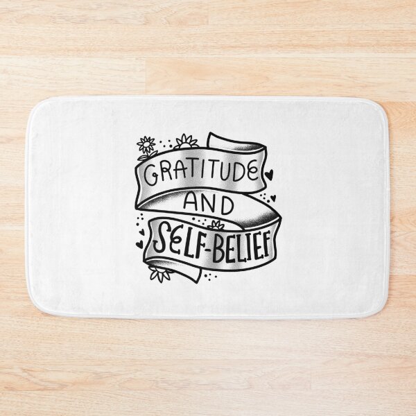 Item preview, black and white boho tattoo style Gratitude and self belief designed and sold by jazzydevil.