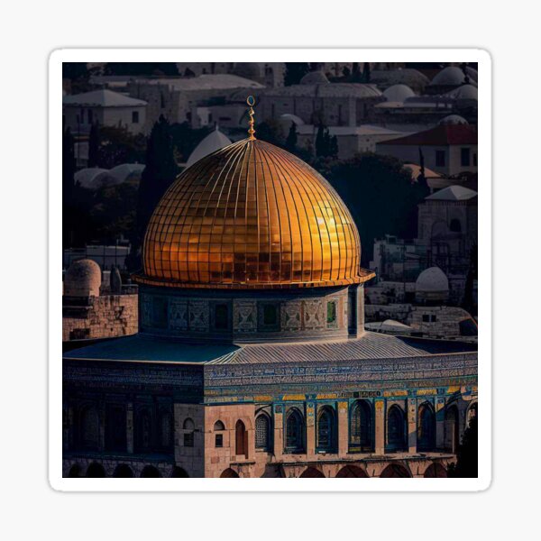 Item preview, Gaza, Palestine | View of Dome of Rock and the Pillar of Masjid al Aqsa in Jerusalem, Palestine designed and sold by Pink Pastel Studio.