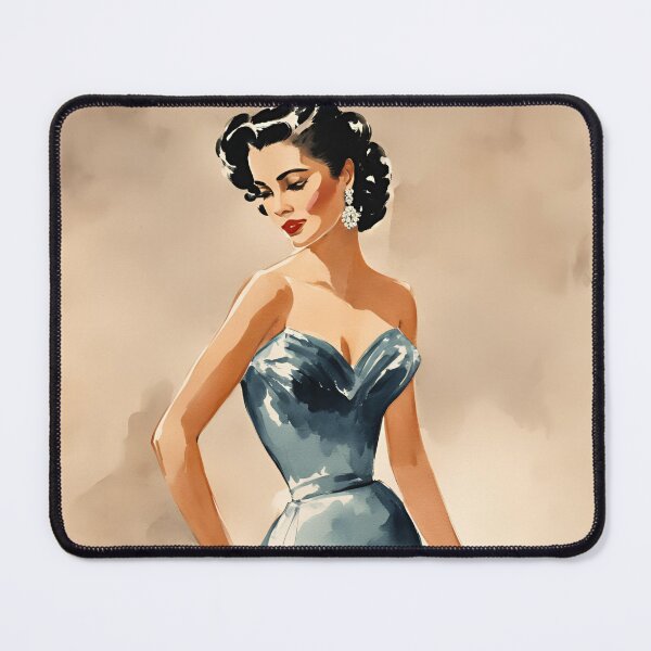 Item preview, Beautiful 1950s Woman in ballgown, Fashion Model, Watercolour Art Print designed and sold by RosieKingArt.