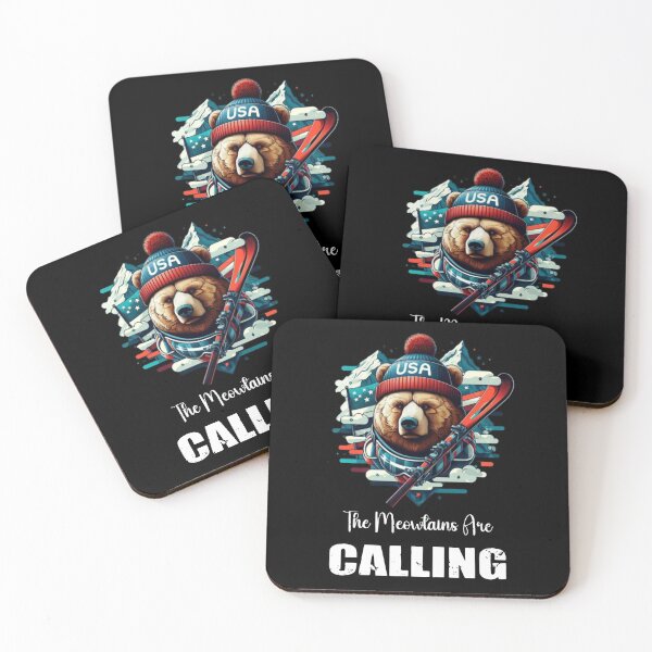 Item preview, The Meowtains Are Calling Funny Ski American Bear Lovers Skiing designed and sold by Creat-Des.