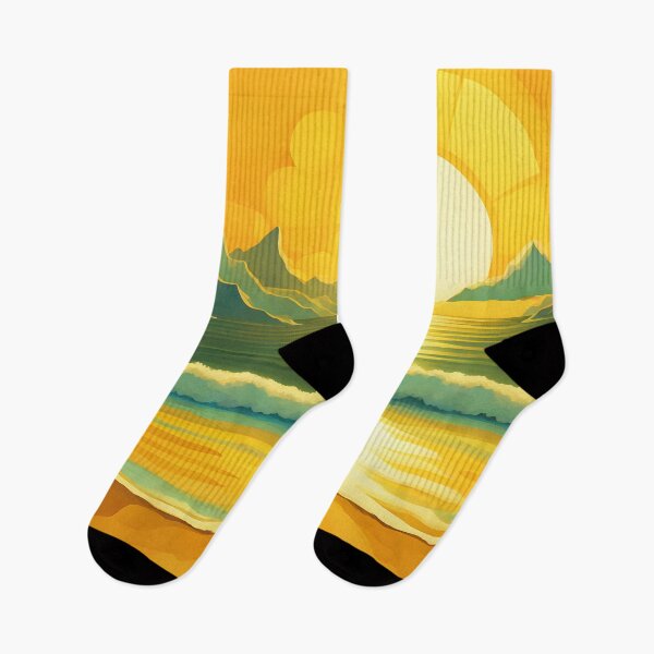 Item preview, Retro Sun Beach Ocean Mountains Sky AI Art 2 of 4 designed and sold by Beachy.