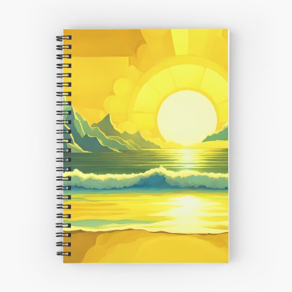 Item preview, Retro Sun Beach Ocean Mountains Sky AI Art 3 of 4 designed and sold by Beachy.