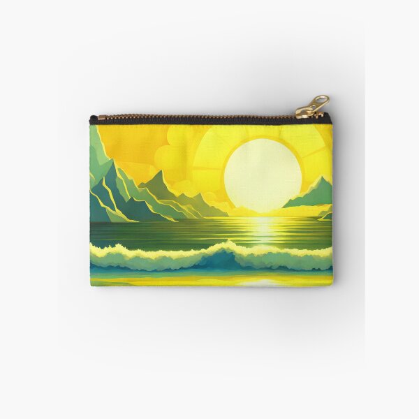 Item preview, Retro Sun Beach Ocean Mountains Sky AI Art 3 of 4 designed and sold by Beachy.