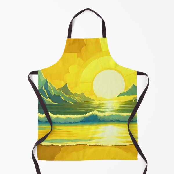 Item preview, Retro Sun Beach Ocean Mountains Sky AI Art 3 of 4 designed and sold by Beachy.