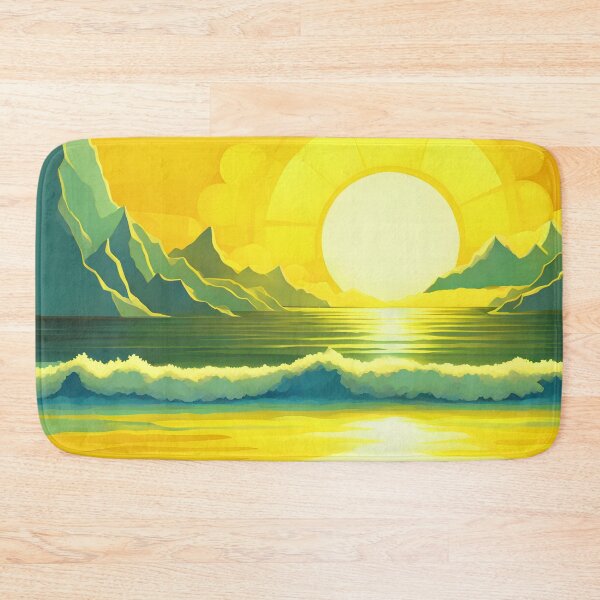 Item preview, Retro Sun Beach Ocean Mountains Sky AI Art 3 of 4 designed and sold by Beachy.