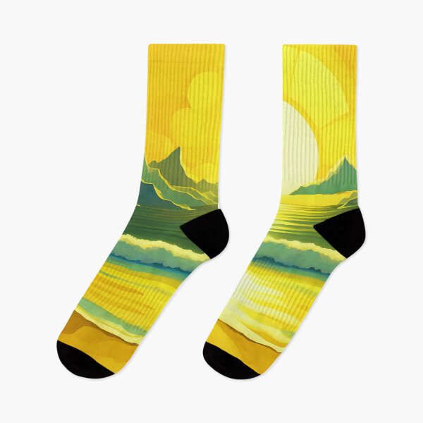 Item preview, Retro Sun Beach Ocean Mountains Sky AI Art 3 of 4 designed and sold by Beachy.
