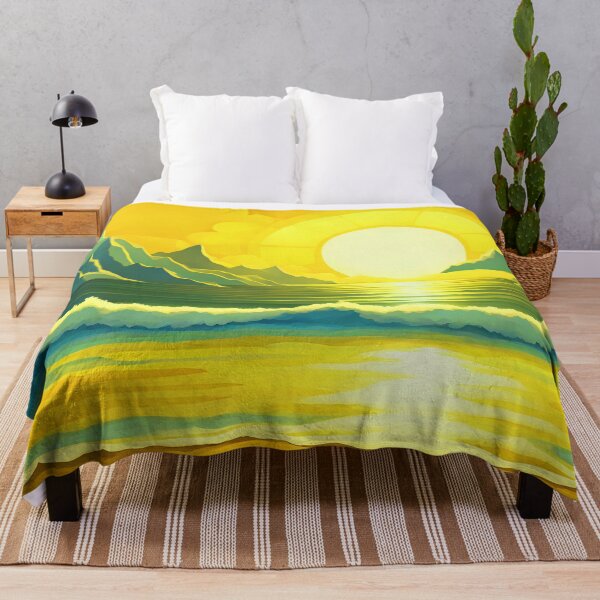 Item preview, Retro Sun Beach Ocean Mountains Sky AI Art 3 of 4 designed and sold by Beachy.