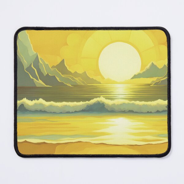 Item preview, Retro Sun Beach Ocean Mountains Sky AI Art 4 of 4 designed and sold by Beachy.