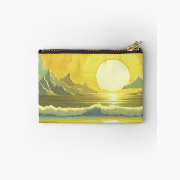 Item preview, Retro Sun Beach Ocean Mountains Sky AI Art 4 of 4 designed and sold by Beachy.