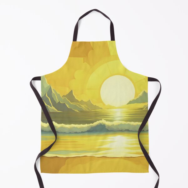 Item preview, Retro Sun Beach Ocean Mountains Sky AI Art 4 of 4 designed and sold by Beachy.
