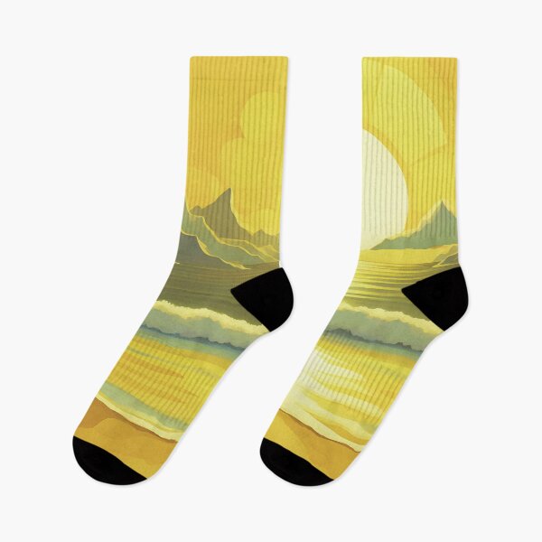 Item preview, Retro Sun Beach Ocean Mountains Sky AI Art 4 of 4 designed and sold by Beachy.