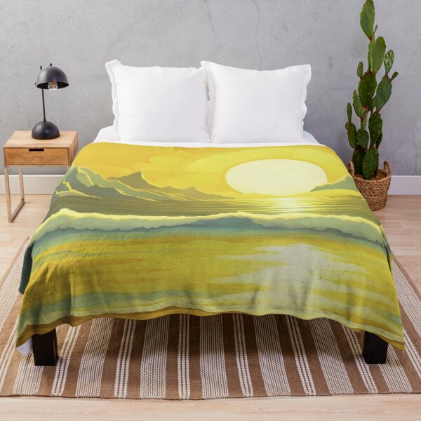 Item preview, Retro Sun Beach Ocean Mountains Sky AI Art 4 of 4 designed and sold by Beachy.