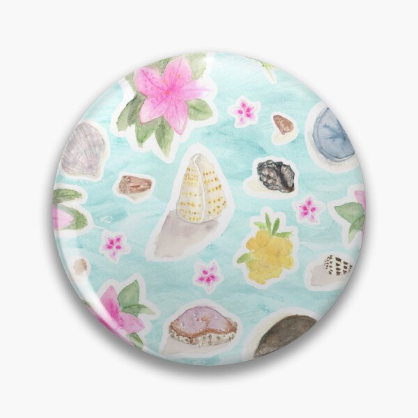 Item preview, Treasure Trove - Tropical Flowers and Pacific Ocean Shells designed and sold by FaireWaveArt.