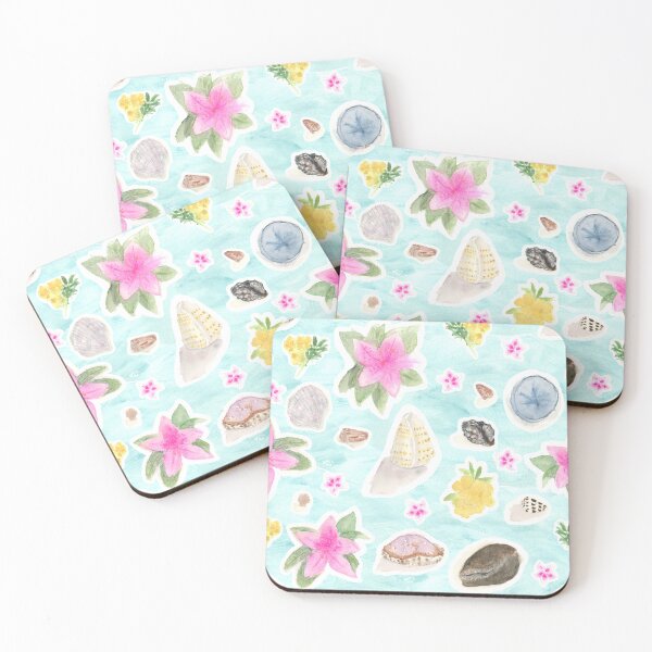 Item preview, Treasure Trove - Tropical Flowers and Pacific Ocean Shells designed and sold by FaireWaveArt.