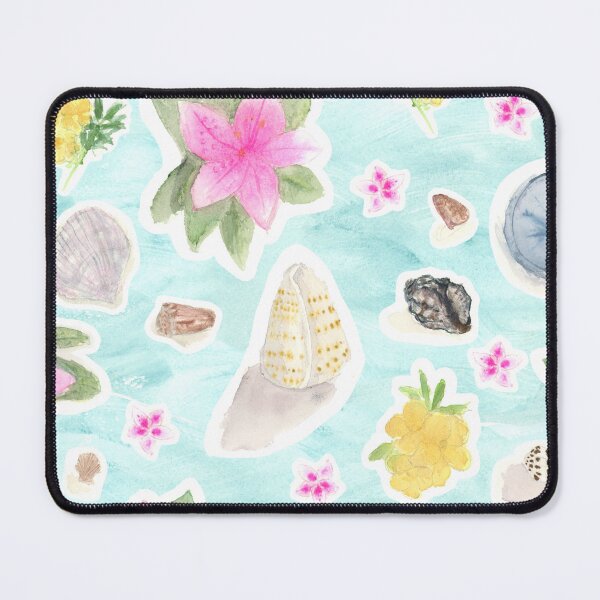Item preview, Treasure Trove - Tropical Flowers and Pacific Ocean Shells designed and sold by FaireWaveArt.