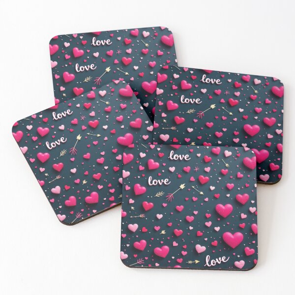 Item preview, An elegant 3D pattern featuring gold hearts, rose petals, and love notes, representing passionate love and togetherness, ideal for romantic wedding invitations or Valentine's Day projects. designed and sold by AlwaysHome.