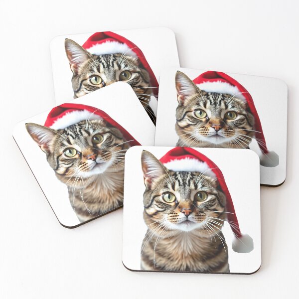 Item preview, Funny American Bobtail cat wearing Christmas hat designed and sold by LazyOwlStore.