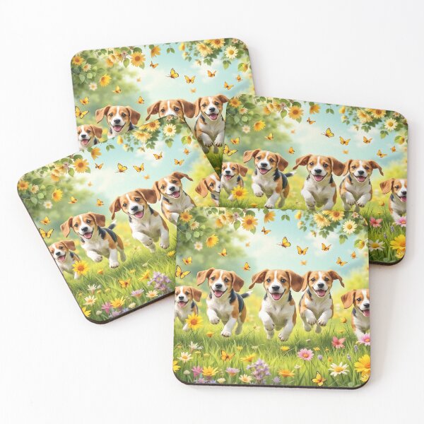 Item preview, A playful 3D pattern background featuring energetic Beagles running through lush fields with butterflies, perfect for outdoor dog-themed designs, pet lovers, and nature-inspired aesthetics. designed and sold by AlwaysHome.