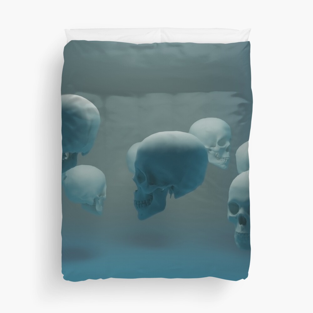 Discover Dancing Blue Skulls Duvet Cover