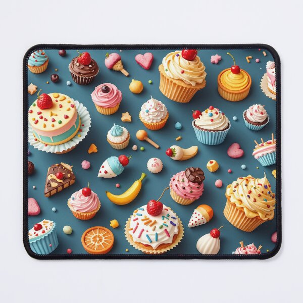 Item preview, An eye-catching 3D pattern featuring playful desserts like colorful cupcakes and cakes, ideal for creating a delightful atmosphere. designed and sold by AlwaysHome.